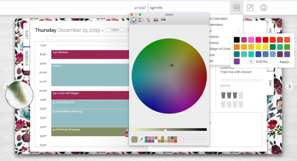 using the color picker